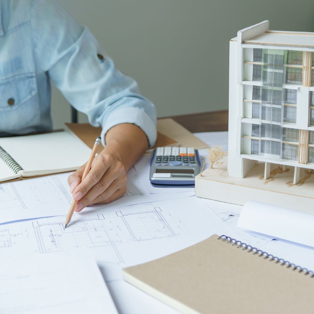 architect designing house project